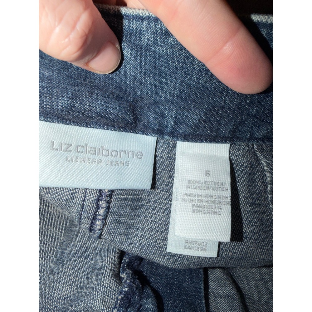 Vtg Liz‎ Claiborne Lizwear Jeans Denim Maxi Skirt Cotton Cottagecore Slit 6 K2 - Picture 7 of 9